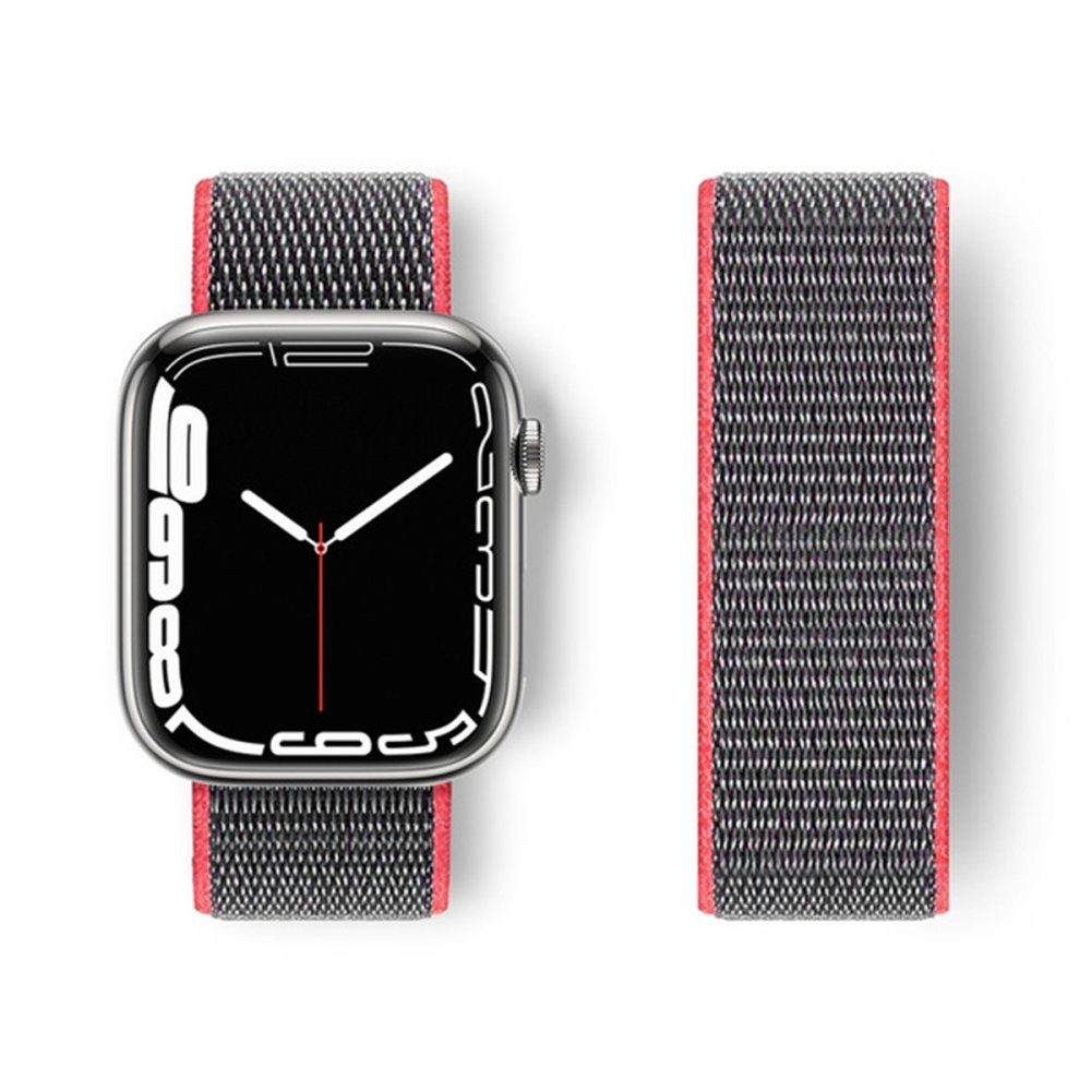 CLZ942 Apple Watch 38mm Hasırlı Cırtcırtlı Kordon - Ürün Rengi : Siyah-Mavi