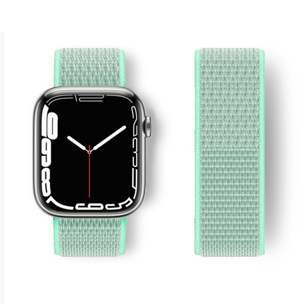 CLZ942 Apple Watch 38mm Hasırlı Cırtcırtlı Kordon - Ürün Rengi : Pembe-Gri