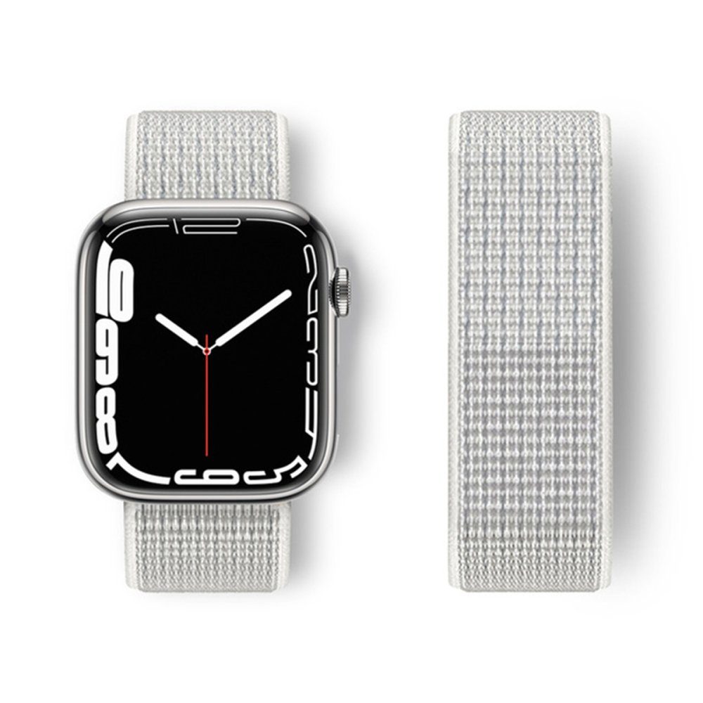CLZ942 Apple Watch 40mm Hasırlı Cırtcırtlı Kordon - Ürün Rengi : Beyaz