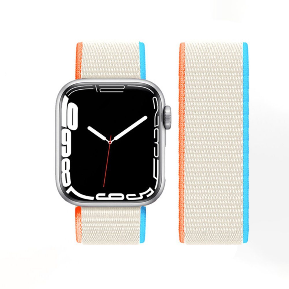 CLZ942 Apple Watch 40mm Hasırlı Cırtcırtlı Kordon - Ürün Rengi : Beyaz