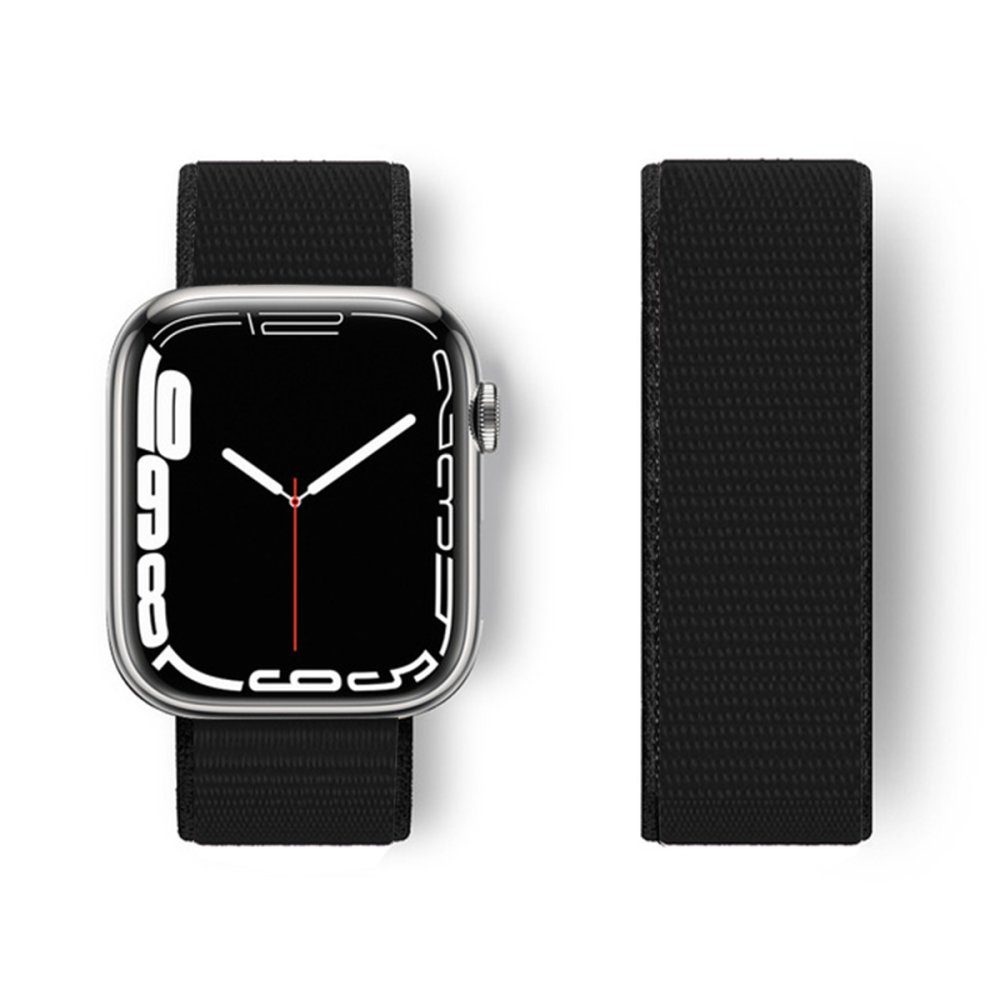 CLZ942 Apple Watch 41mm Hasırlı Cırtcırtlı Kordon - Ürün Rengi : Siyah