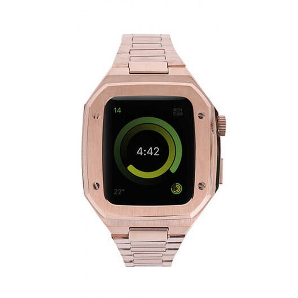 CLZ942 Apple Watch 44mm Metal Petek Kasalı Kordon - Ürün Rengi : Rose Gold