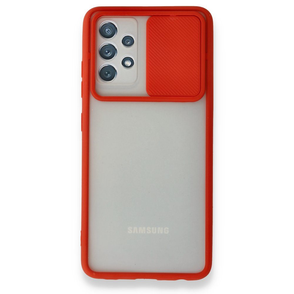 CLZ942 Samsung Galaxy A52 Kılıf Palm Buzlu Kamera Sürgülü Silikon - Ürün Rengi : Siyah