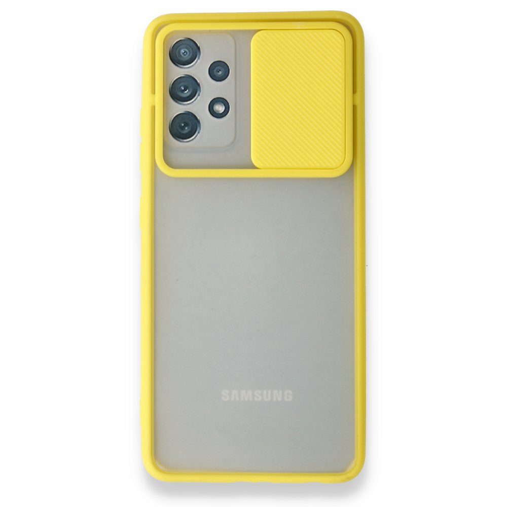 CLZ942 Samsung Galaxy A72 Kılıf Palm Buzlu Kamera Sürgülü Silikon - Ürün Rengi : Siyah