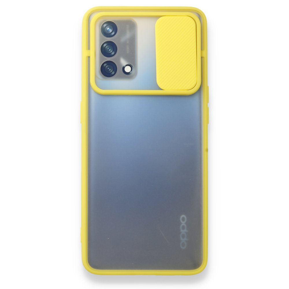 CLZ942 Oppo A74 4g Kılıf Palm Buzlu Kamera Sürgülü Silikon - Ürün Rengi : Sarı