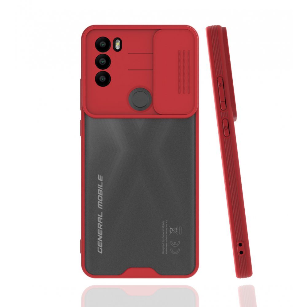 CLZ942 General Mobile Gm 21 Plus Kılıf Platin Kamera Koruma Silikon - Ürün Rengi : Kırmızı