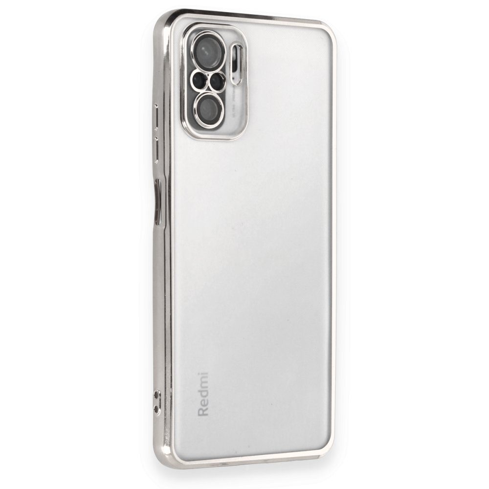 CLZ942 Xiaomi Redmi Note 10 Kılıf Razer Lensli Silikon - Ürün Rengi : Gümüş