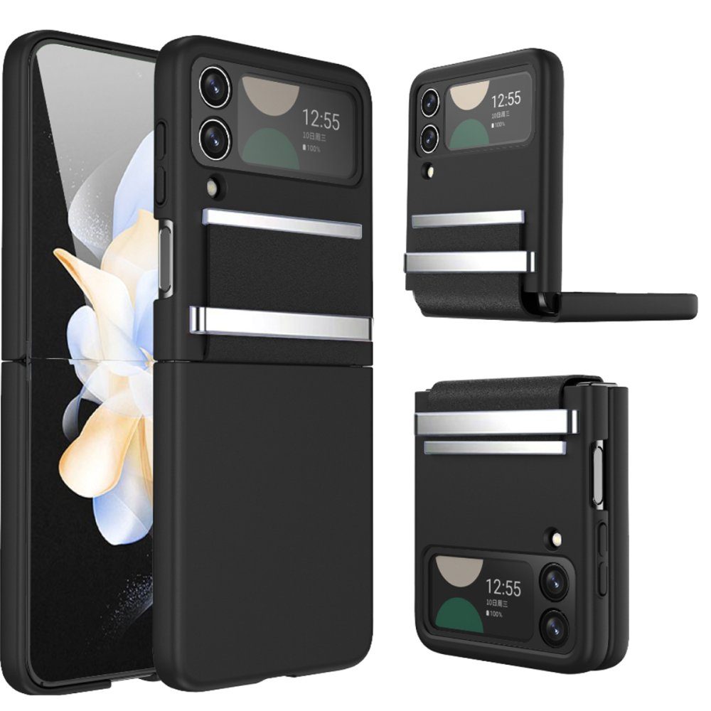 CLZ192 Samsung Galaxy Z Flip 4 Kılıf Belt Flip Kapak - Ürün Rengi : Siyah
