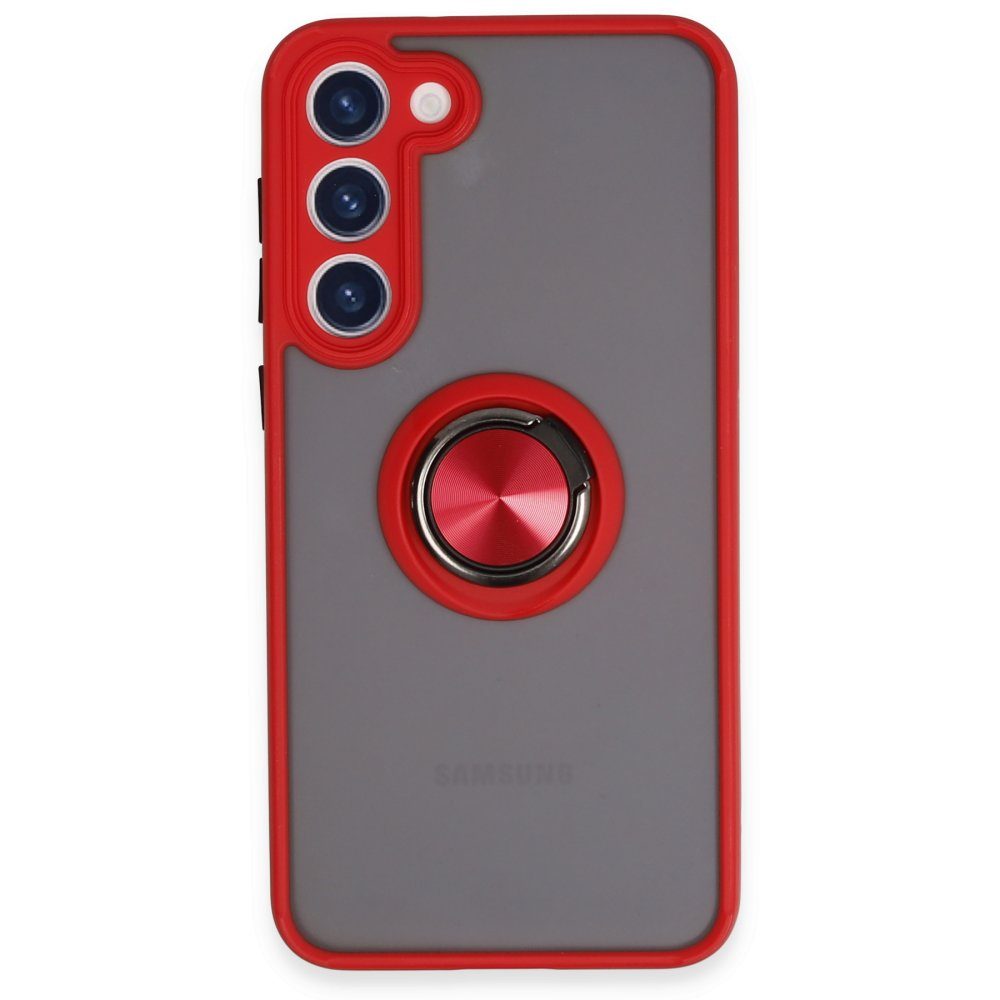CLZ942 Samsung Galaxy S23 Plus Kılıf Montreal Yüzüklü Silikon Kapak - Ürün Rengi : Kırmızı