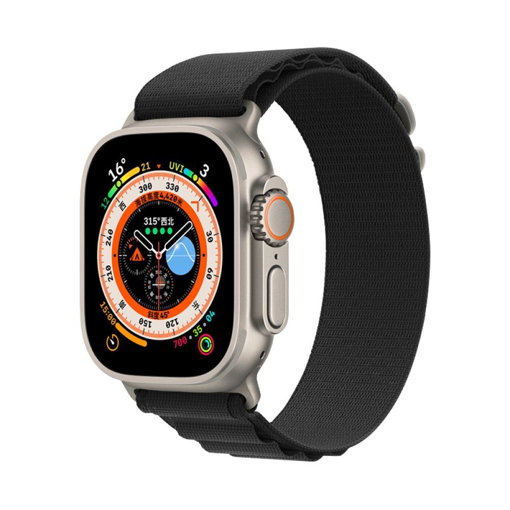 CLZ942 Apple Watch 45mm Mountain Kordon - Ürün Rengi : Siyah-Turuncu