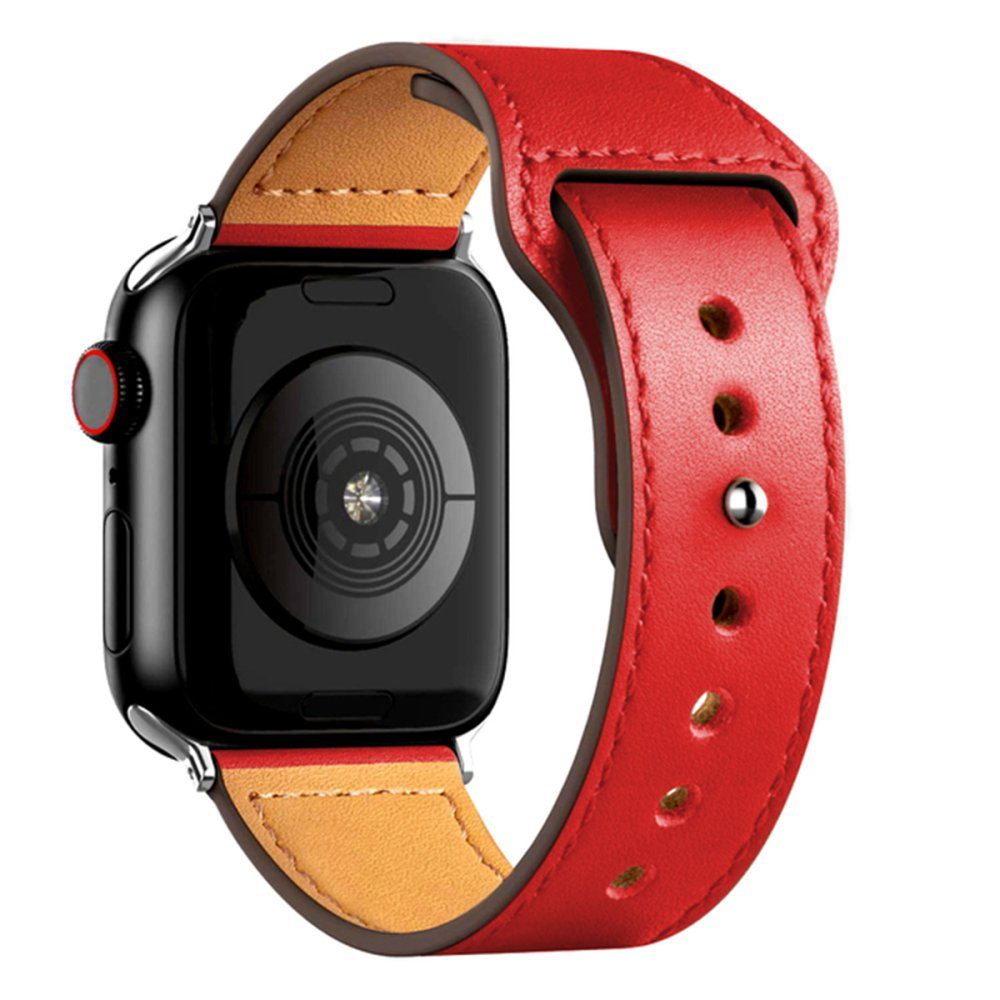 CLZ942 Apple Watch 45mm Kr415 Luaz Deri Kordon - Ürün Rengi : Kırmızı