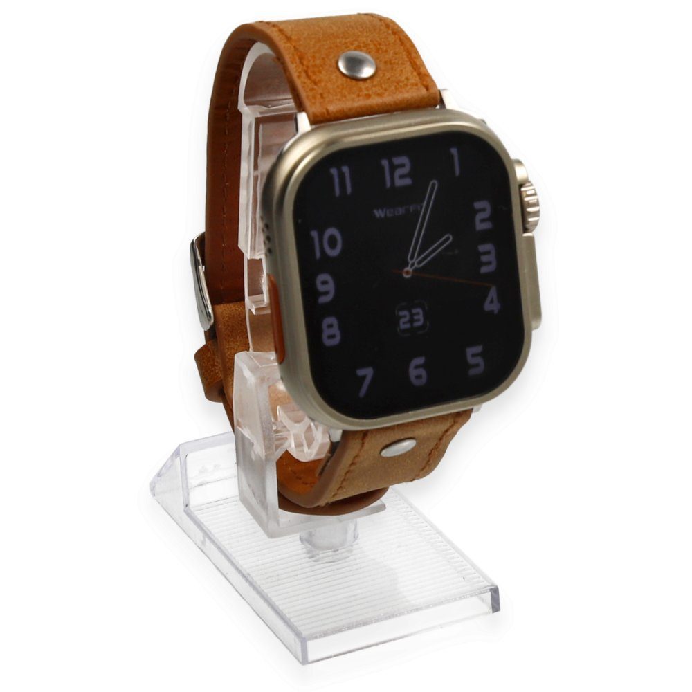 CLZ942 Apple Watch Ultra 49mm Nl18 Deri Kordon - Ürün Rengi : Kahverengi
