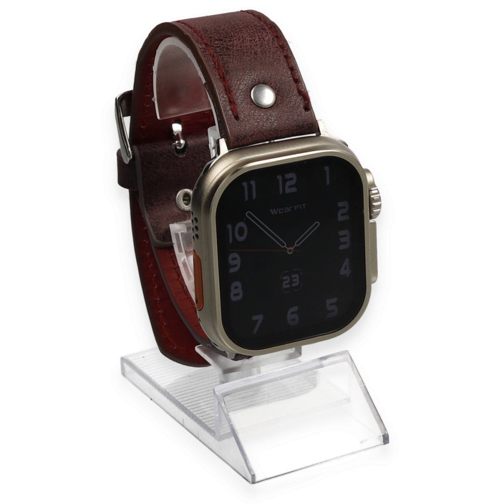 CLZ942 Apple Watch Ultra 49mm Nl18 Deri Kordon - Ürün Rengi : Kahverengi