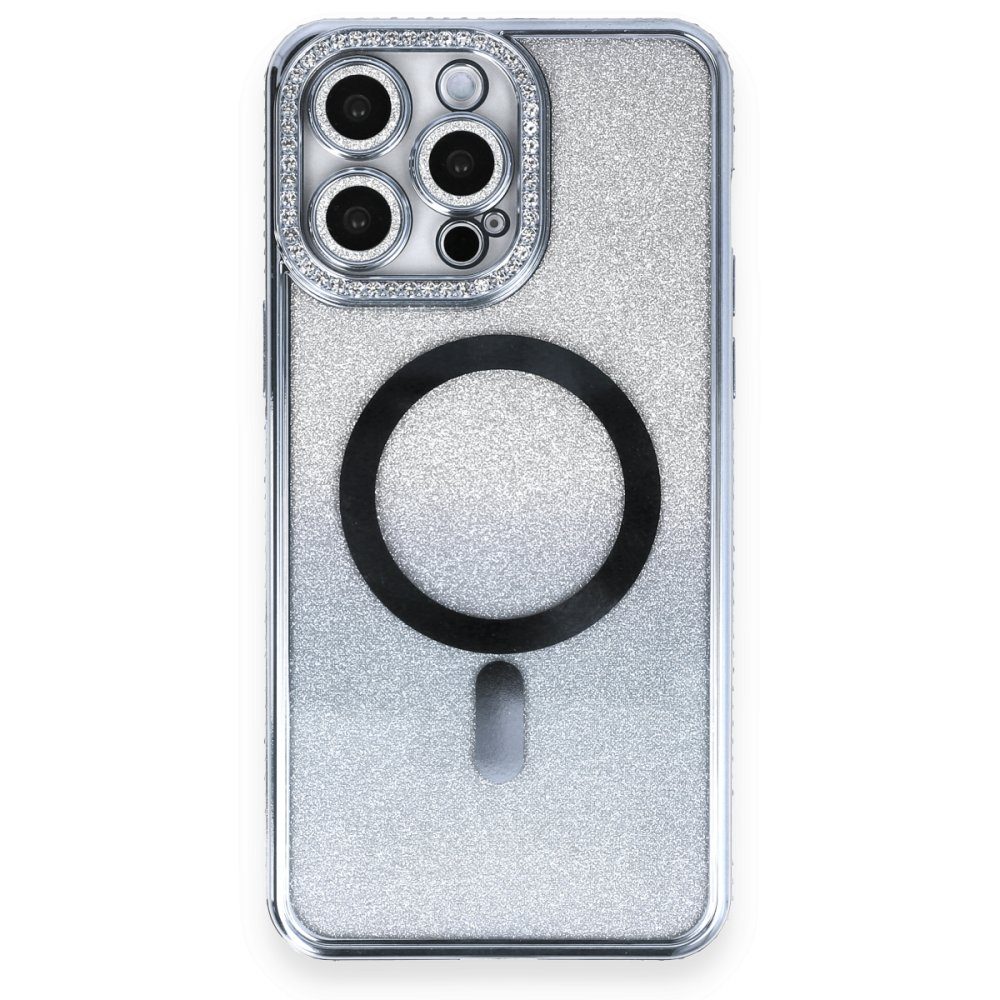 CLZ942 İphone 13 Pro Max Kılıf Joke Simli Magneticsafe Kılıf - Ürün Rengi : Derin Mor