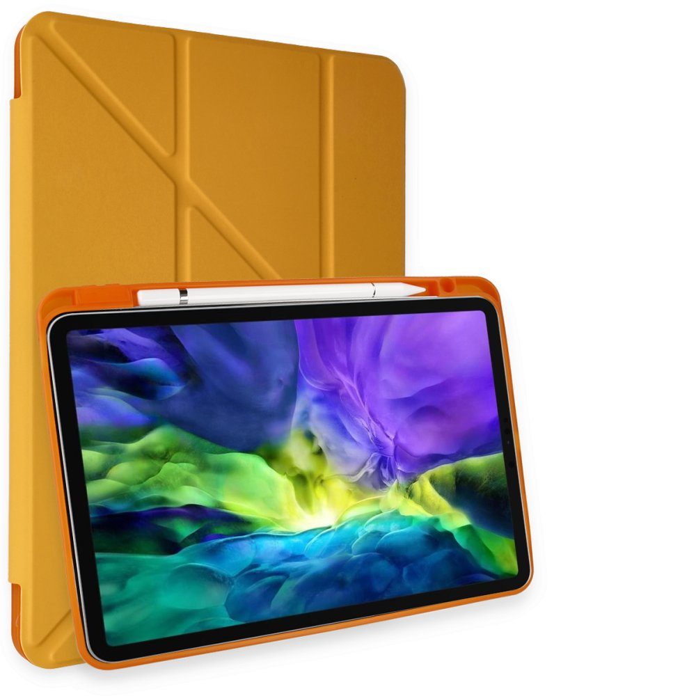 CLZ942 İpad Air 5 (2022) Kılıf Kalemlikli Mars Tablet Kılıfı - Ürün Rengi : Sarı