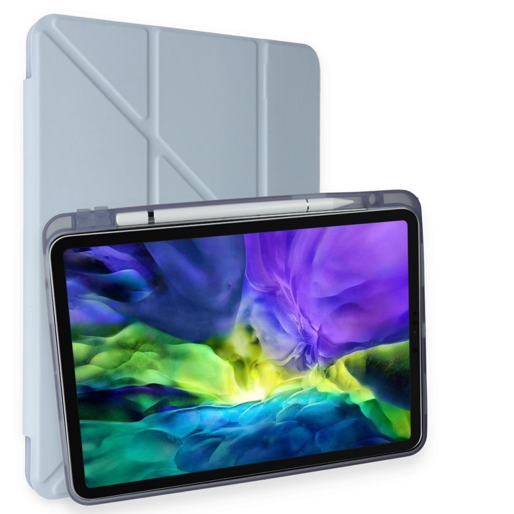 CLZ942 İpad 10.2 (7.nesil) Kılıf Kalemlikli Hugo Tablet Kılıfı - Ürün Rengi : Gri