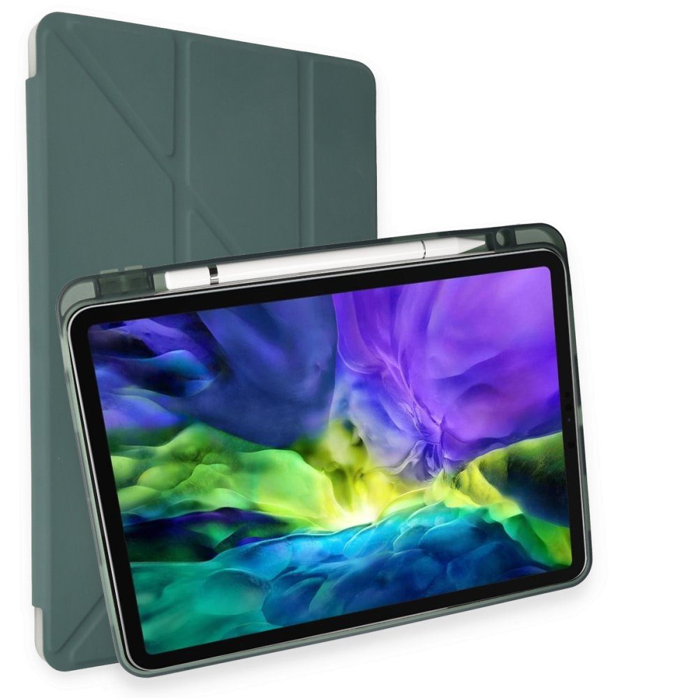 CLZ942 İpad Air 3 10.5 Kılıf Kalemlikli Hugo Tablet Kılıfı - Ürün Rengi : Gri