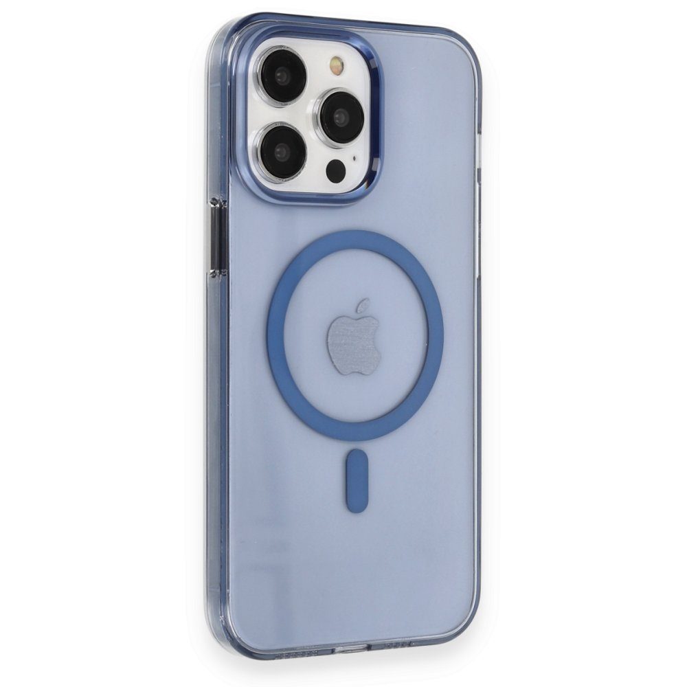 CLZ942 İphone 14 Pro Max Kılıf Tron Şeffaf Magsafe Kapak - Ürün Rengi : Mavi