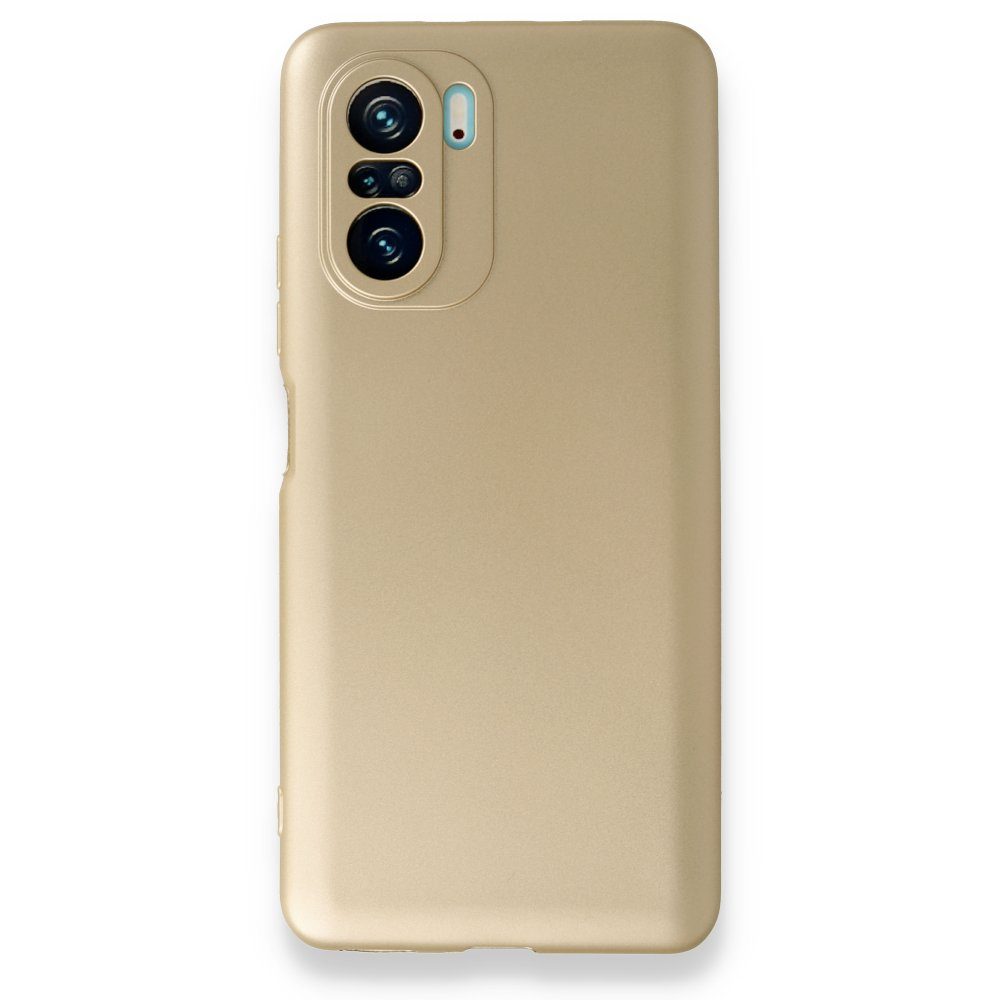 CLZ942 Xiaomi Poco F3 Kılıf First Silikon - Mürdüm - Ürün Rengi : Gold