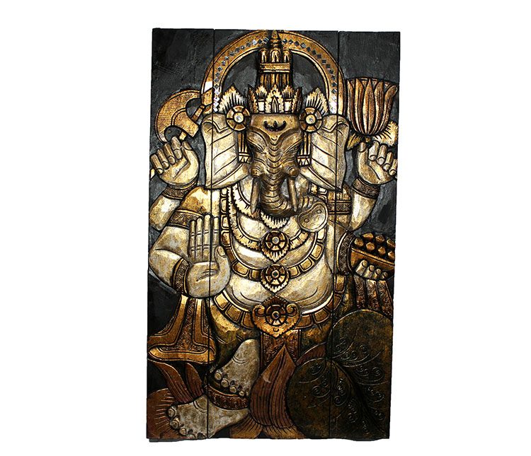CLZ192 Ahşap Duvara Asmalı Ganesha Figürü No:9