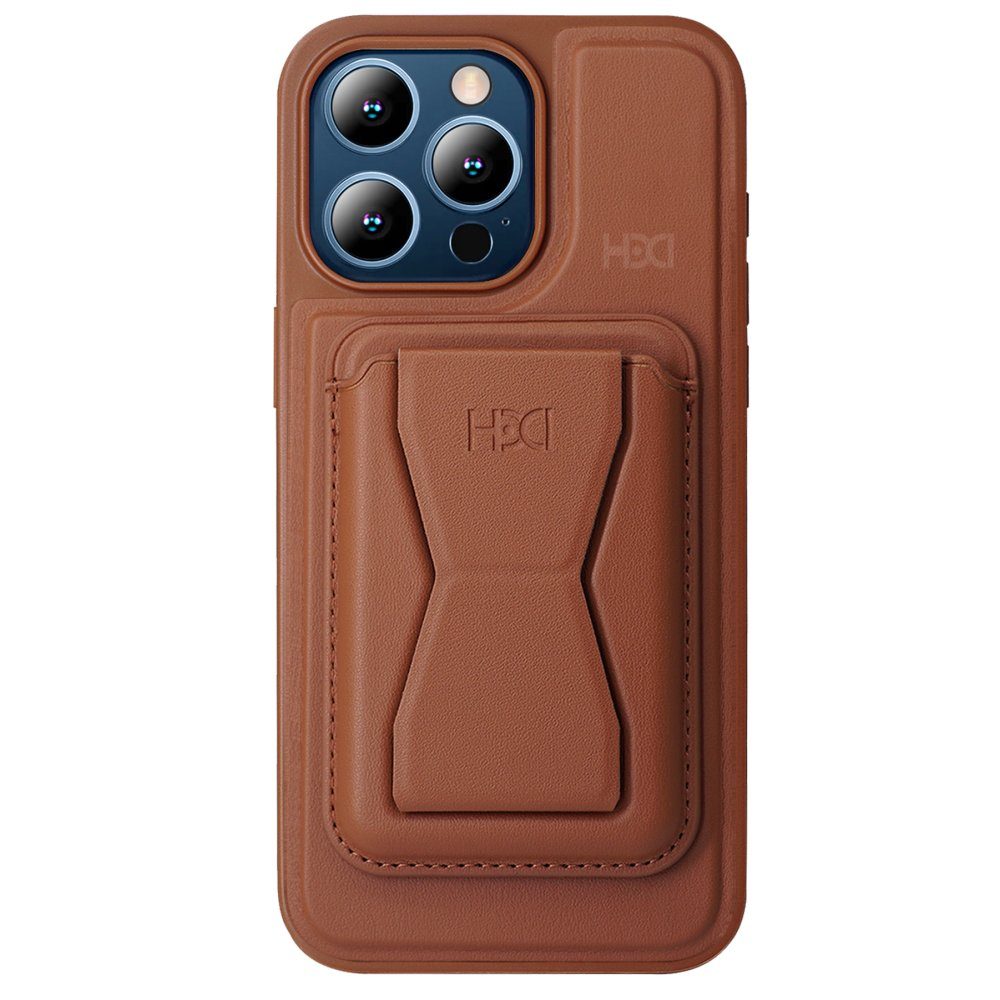 CLZ942 İphone 15 Pro Max Kılıf Hd Deri Luxury Magnet Kartvizitli Kapak - Ürün Rengi : Kahverengi