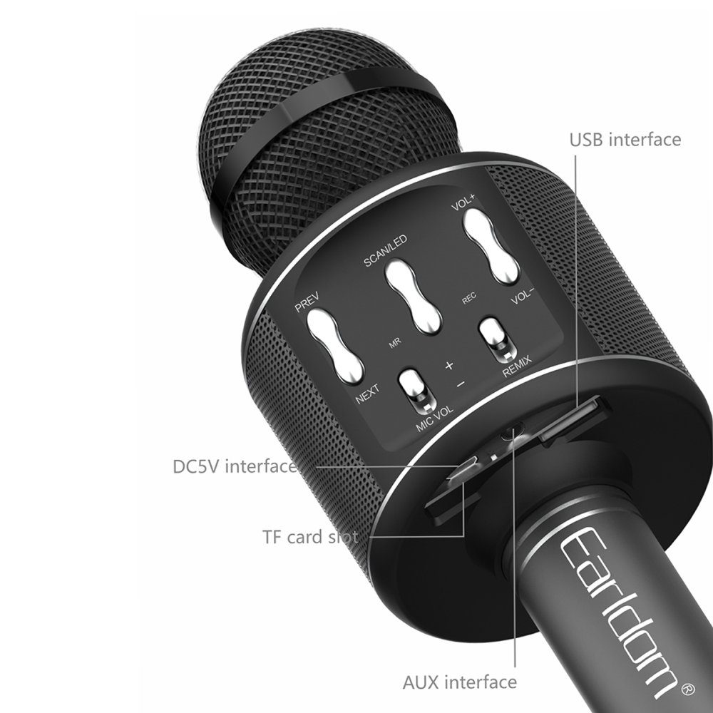 CLZ942 Earldom Mc2 Led Işıklı Karaoke Mikrofon - Ürün Rengi : Siyah