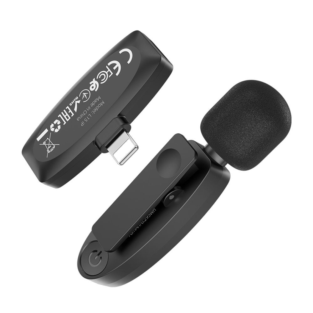 CLZ192 Hoco L15 Lightning Kablosuz Dijital Yaka Mikrofonu - Ürün Rengi : Siyah