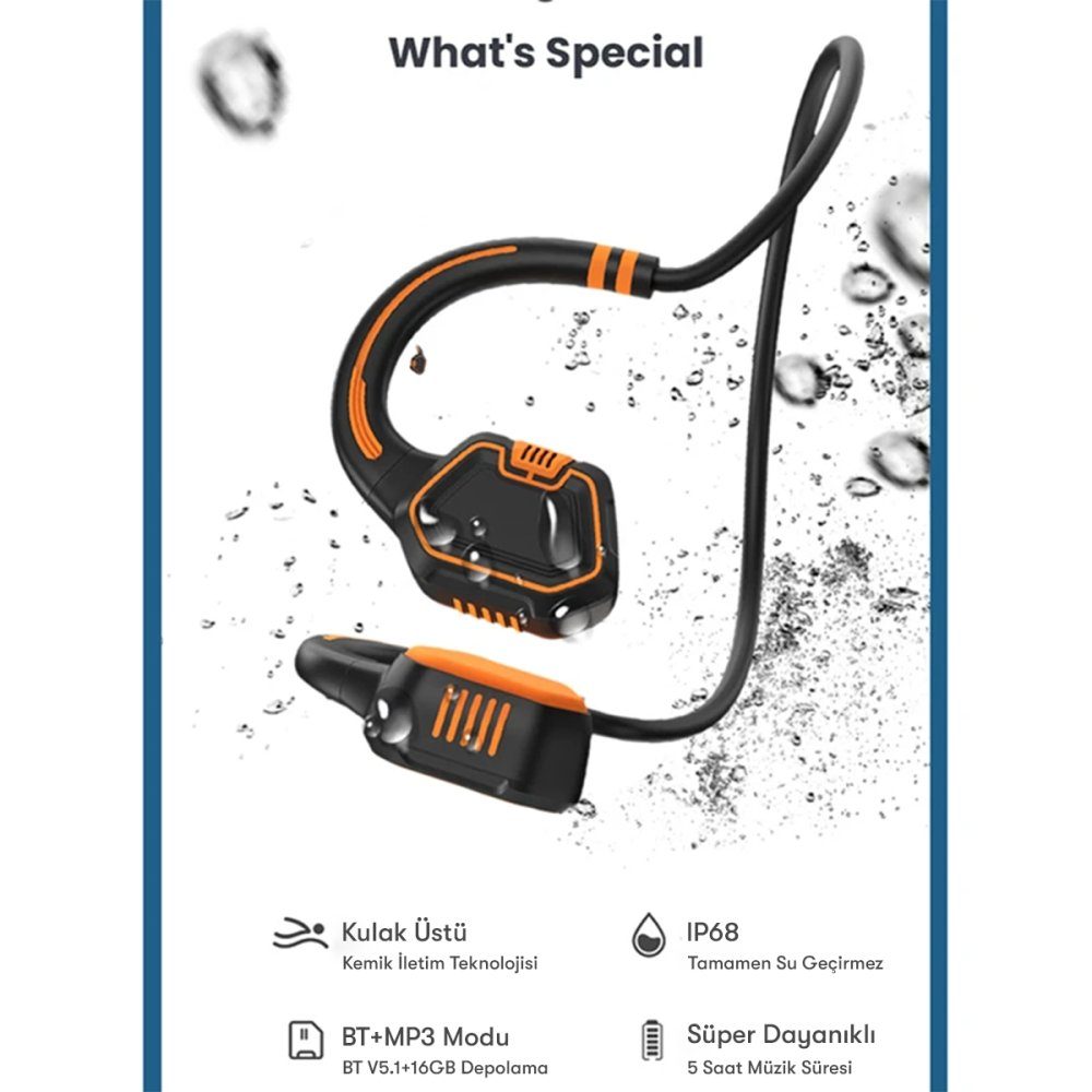 CLZ942 As9 Suya Dayanıklı Bluetooth Kulaklık - Ürün Rengi : Siyah