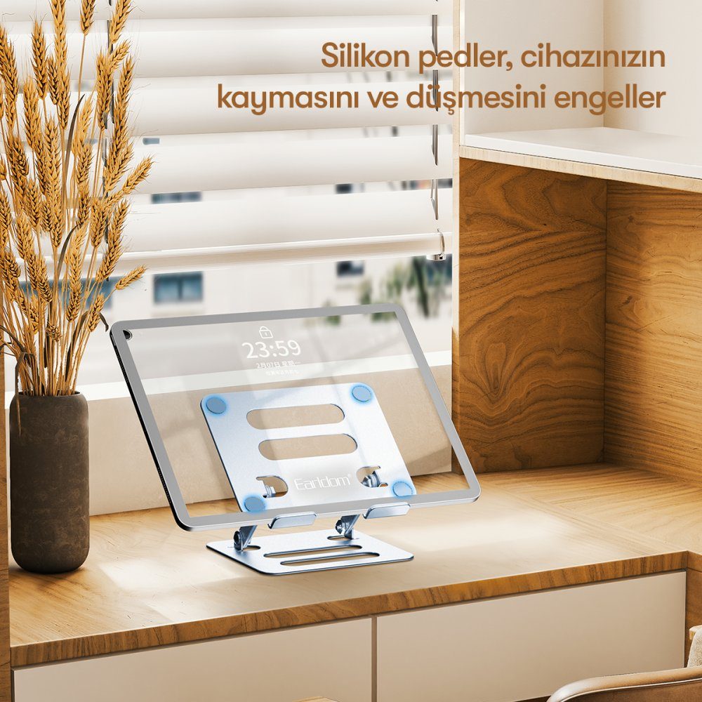 CLZ942 Earldom Eh204 Ayarlanabilir Metal Laptop Ve Tablet Standı - Ürün Rengi : Gümüş
