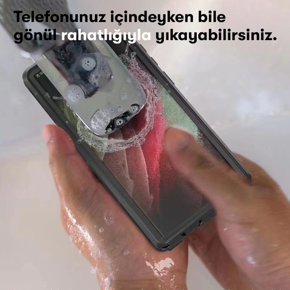 CLZ192 Samsung Galaxy S23 Kılıf Red Pepper Su Geçirmez Kılıf - Ürün Rengi : Siyah-Gri