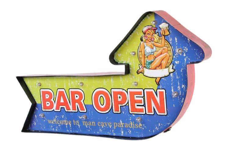 CLZ192 Bar Open Temalı Ledli Bar Tabelası