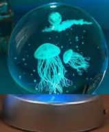CLZ192 Deniz Anası Plastik Altlıklı Işıklı Cam Küre