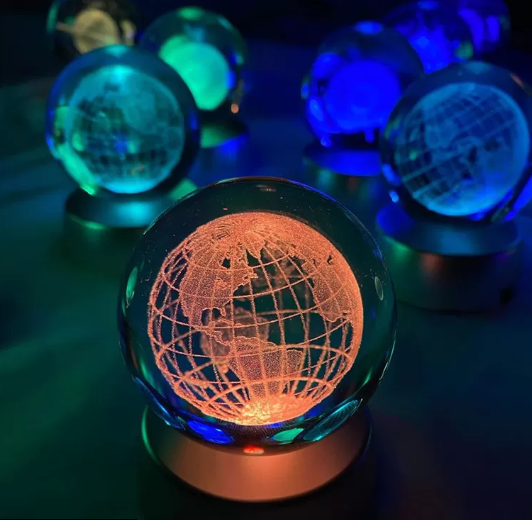 CLZ192 Dünya Plastik Altlıklı Işıklı Cam Küre