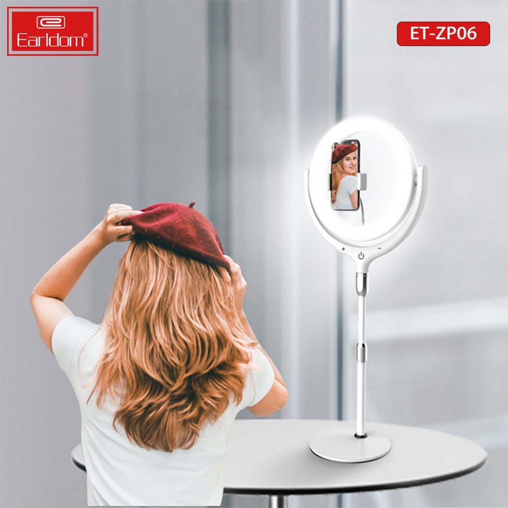 CLZ192 Earldom Zp06 Ayarlanabilir Açılı Dokunmatik Kontrollü Tripodlu Selfie Işığı - Ürün Rengi : Beyaz
