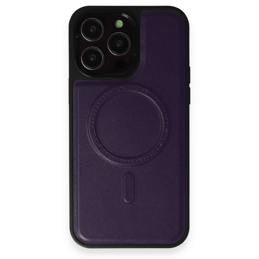 CLZ942 İphone 14 Pro Kılıf Ozzi Magsafe Deri Kapak - Ürün Rengi : Kırmızı