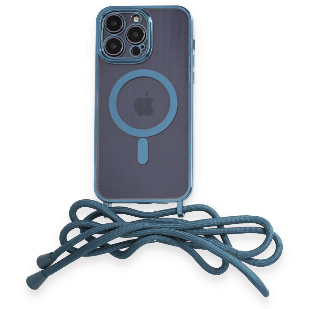 CLZ942 İphone 13 Pro Max Kılıf Divo Lazer Askılı Magsafe Kapak - Ürün Rengi : Mavi