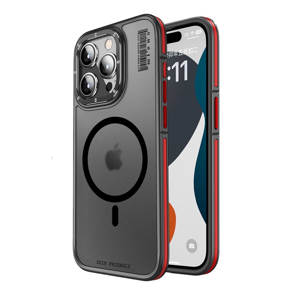 CLZ942 Joko İphone 15 Pro Rocky Magsafe Kapak - Ürün Rengi : Siyah-Kırmızı