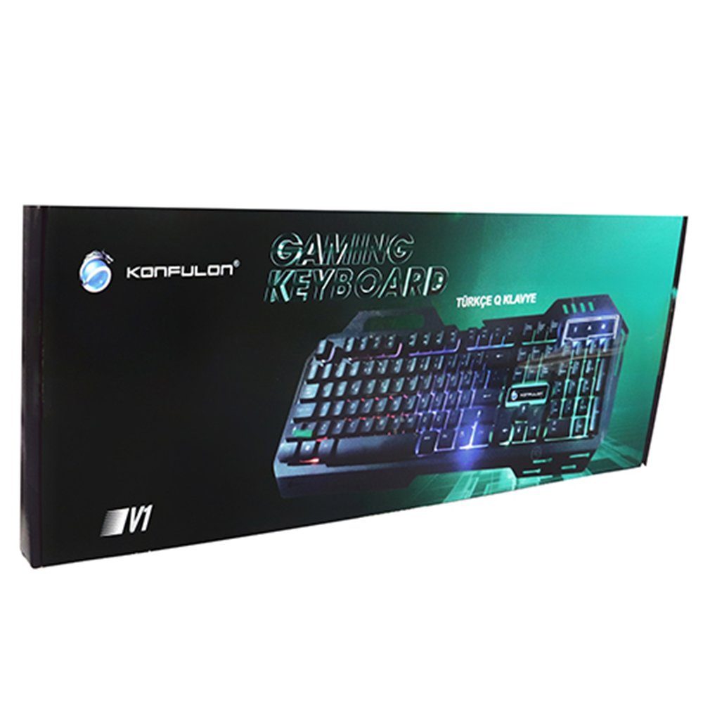 CLZ942 V1 Rgb Işıklı Metal Yüzey Türkçe Q Kablolu Gaming Klavye - Ürün Rengi : Siyah