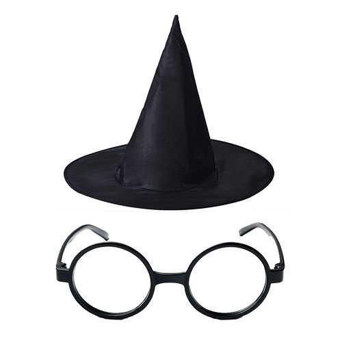CLZ192 Harry Potter Şapkası Ve Gözlüğü Siyah Renk