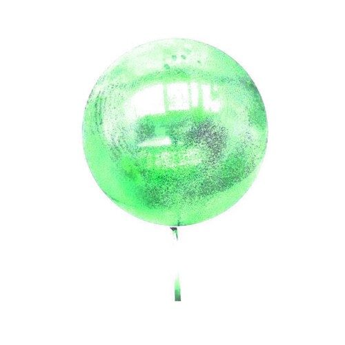 CLZ192 Yeşil Simli Yuvarlak Şeffaf Balon 24 İnç