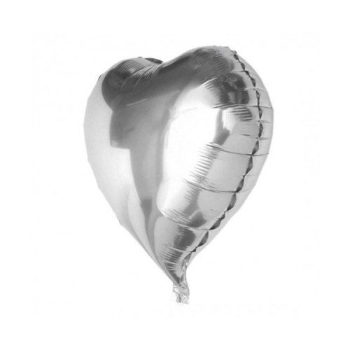 CLZ192 Gümüş Rengi Kalp Folyo Balon 60 Cm.