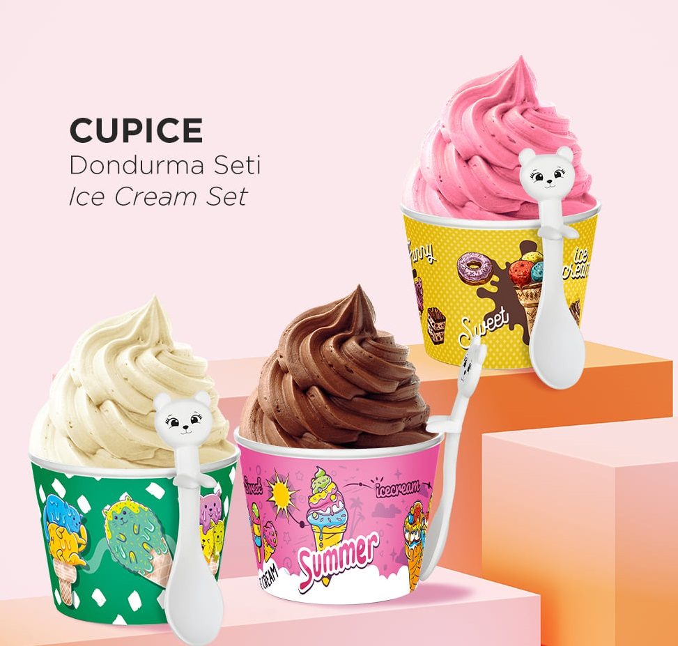 CLZ192 Cupice Kaşıklı Dondurma Ve Puding Kabı 2 Adet