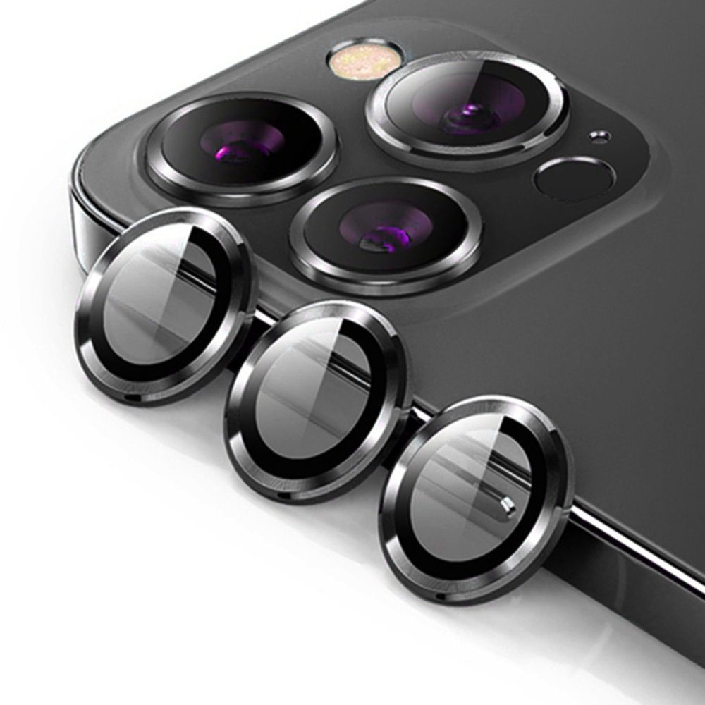 CLZ942 Urr İphone 14 Pro Max Titanium Alloy Kamera Lens Koruyucu - Ürün Rengi : Siyah