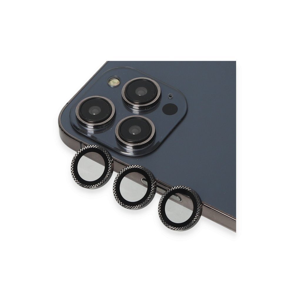 CLZ942 Urr İphone 15 Pro Rhomb Snakeskin Ar Kamera Lens Koruyucu - Ürün Rengi : Siyah