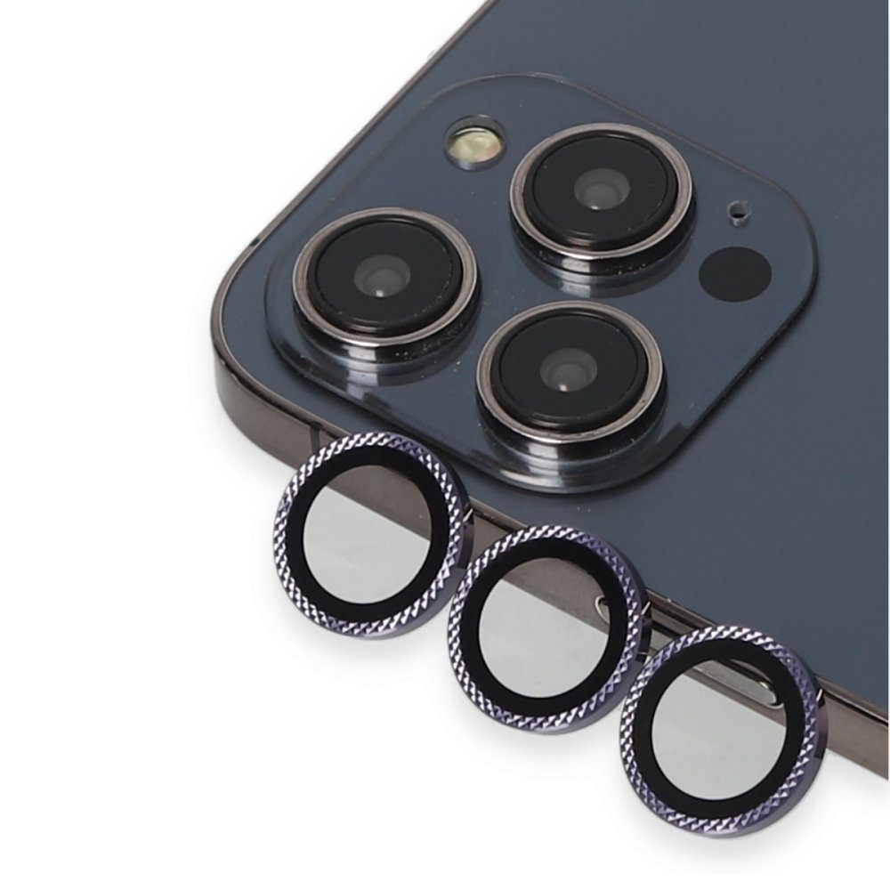 CLZ942 Urr İphone 14 Pro Max Rhomb Snakeskin Ar Kamera Lens Koruyucu - Ürün Rengi : Siyah