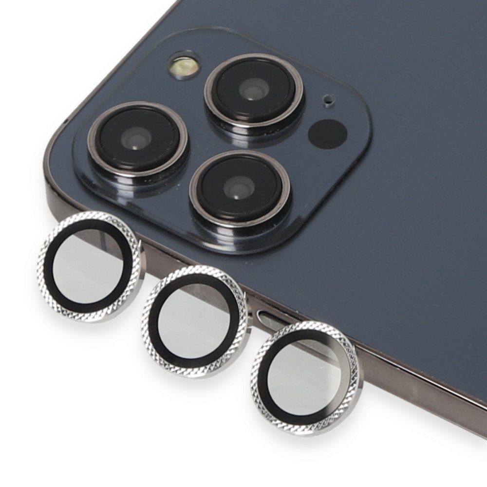 CLZ192 Urr İphone 14 Pro Rhomb Snakeskin Ar Kamera Lens Koruyucu - Ürün Rengi : Silver