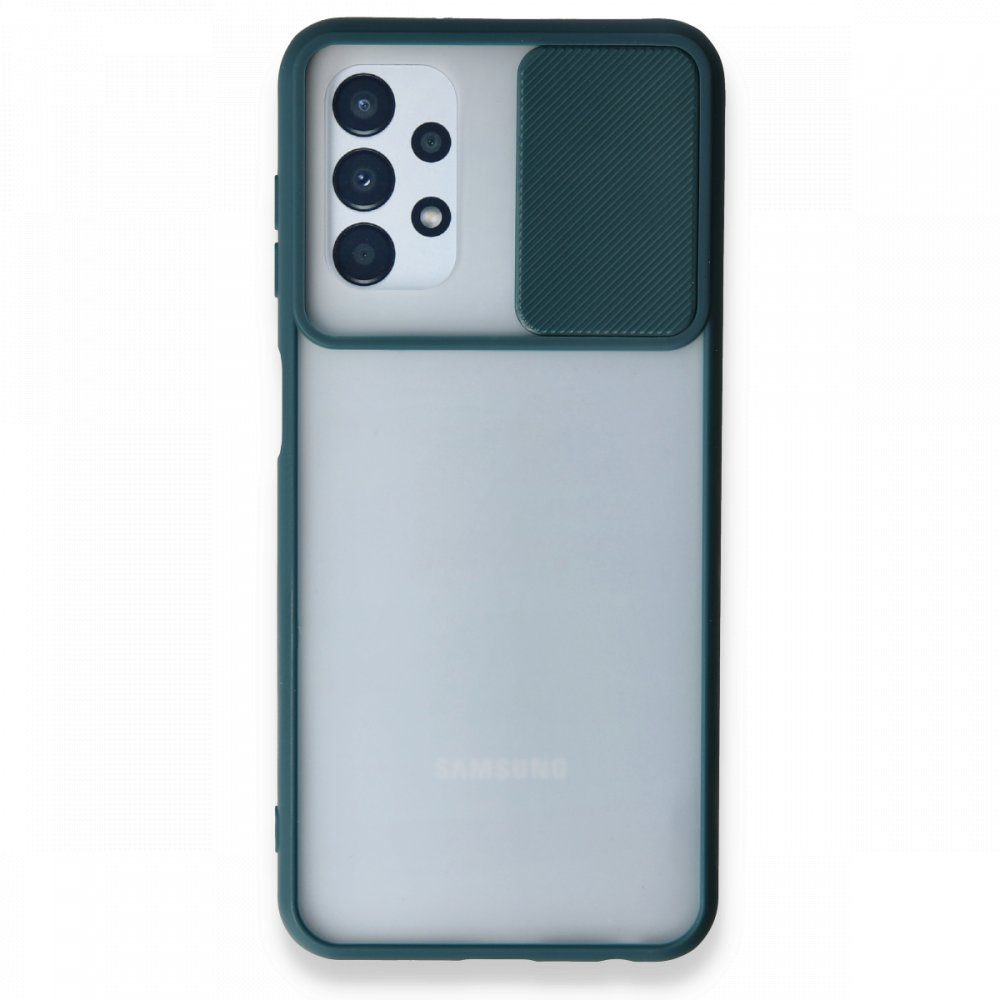 CLZ942 Samsung Galaxy A13 4g Kılıf Palm Buzlu Kamera Sürgülü Silikon - Ürün Rengi : Yeşil