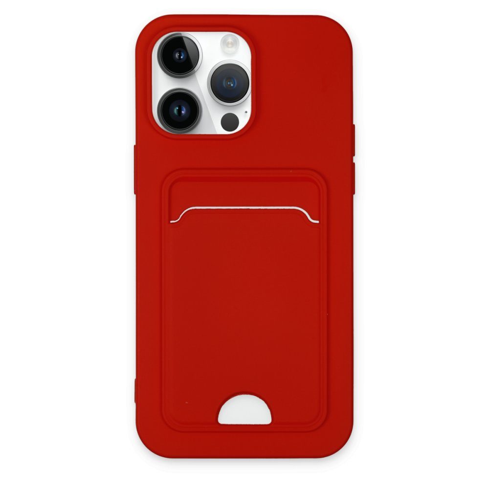 CLZ942 İphone 15 Pro Kılıf Kelvin Kartvizitli Silikon - Ürün Rengi : Kırmızı
