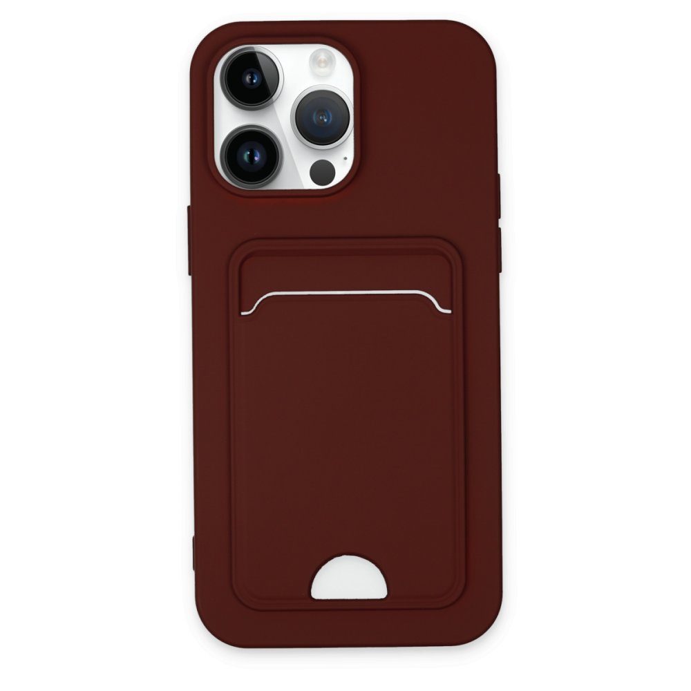 CLZ942 İphone 15 Pro Kılıf Kelvin Kartvizitli Silikon - Ürün Rengi : Kırmızı