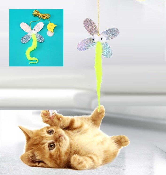 CLZ192 Kelebek Model Elastik Kendinden Yapışkanlı Kedi Oyun Oltası